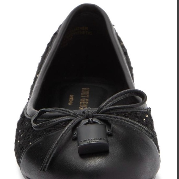 Kurt Geiger Black Leather & Tweed Flats - Size 9 NEW - Picture 6 of 7